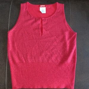 Y2K Espirit sweater tank top pink glitter knitted sleeveless M vintage retro